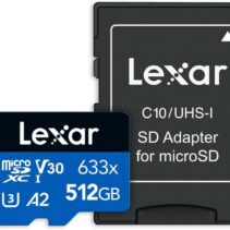 Lexar 633x Tarjeta de Memoria microSDXC UHS-I 512GB - Alta Capacidad - Velocidad de Lectura hasta 100MB/s - Incluye Adaptador SD - Color Azul