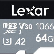 Lexar Professional 1066x Tarjeta de Memoria microSDXC UHS-I SILVER Series 64GB - Velocidades de Lectura hasta 160MB/s - Escritura hasta 70MB/s - Color Gris