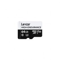 Lexar High Endurance Tarjeta de Memoria 64GB Clase 10 - Velocidad de Lectura hasta 100MB/s - Soporta 12.000 Horas de Grabacion Full HD - Tecnologia UHS-I (U1) - Color Negro