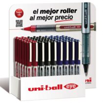 Uni-ball Eye Micro UB-150 Expositor de 54 Boligrafos de Tinta Liquida - Punta de Bola 0.5mm - Tinta Resistente al Agua y Luz - Sistema de Control de Tinta - Ventana de Nivel de Tinta - Color Surtido