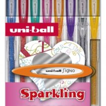 Uni-ball UM-120 SP Signo Sparkling Estuche de 8 Rollers de Tinta Gel - Punta de Bola 1mm - Tinta Pigmentada Resistente al Agua y Luz - Color Surtido