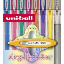 Uni-ball Signo Angelic Pack de 8 Rollers de Tinta Gel - Punta de Bola 0.7mm - Tinta Resistente al Agua y Luz - Escribe en Papel Negro y Blanco - Colores Surtidos