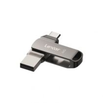 Lexar D400 JumpDrive Dual Drive Memoria USB 3.1 Type-C 64GB - Transferencia entre USB Type-C y Type-A - Velocidades hasta 130MB/s - Diseño Metalico Giratorio - Color Gris