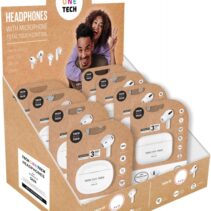 TechOneTech Expositor de 8 Auriculares Inalambricos Bluetooth TWS - Sonido HI-FI - 4 Modelos con Almohadilla y 4 Modelos sin Almohadilla - Color Blanco