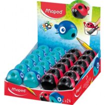 Maped Croc Croc Sacapuntas de 1 Orificio con Deposito - Divertidos Diseños de Mariquita y Ballena