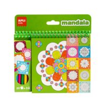 Apli Bloc de Dibujos con Mandalas y Lapices de Colores - 20 Paginas - 5 Lapices - Ideal para Viajes - Estimula Creatividad y Concentracion