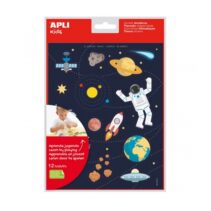 Apli Bolsa de Gomets Tematicos el Espacio - Adhesivo Removible - Desarrolla Habilidades Motoras - Ideal para Escuelas - Adhesivo Base Agua - Libre de Disolventes