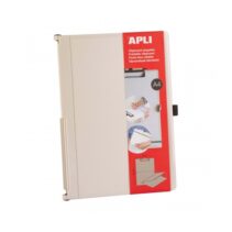 Apli Clipboard Plegable - Compacto y Facil de Transportar - Sujeta Hojas con Goma Elastica - Extension para Boligrafo - Material Resistente ABS - Diseño Funcional y Versatil - Color Blanco