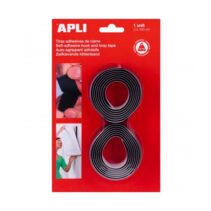 Apli Cinta Adhesiva Gancho Bucle - Union Segura - Reutilizable - Resistencia 10 kg - Adhesivo Acrilico de Alta Calidad - Alternativa a Taladros y Clavos - Color Negro