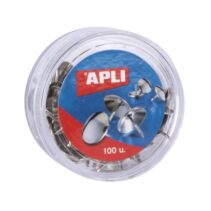 Apli Caja de 100 Chinchetas Niqueladas Ø 10mm - Cabeza Redondeada - Puntas Afiladas - Ideal para Corcho