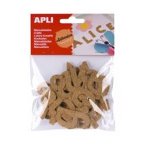 Apli Pack de 52 Letras de Corcho Adhesivas - Ideales para Scrapbooking - Decorar Libretas - Personalizar Regalos - Manualidades Creativas - Color Marron