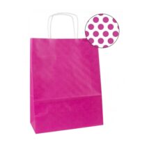 Apli Pack de 50 Bolsas Kraft - Gran Resistencia a roturas - Asas Rizadas para Facil Transporte - Reutilizables y Reciclables - Color Fucsia