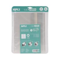 Apli Pack de 5 Fundas Transparentes de Polipropileno - Solapa Autoajustable - Facil Forrado en 3 Pasos - Sin Necesidad de Cortar ni Usar Cinta Adhesiva