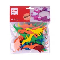 Apli Pack de 40 Dinosaurios Adhesivos de Goma EVA - Diseños Variados - Adhesivo Permanente - 8 Razas - Ideal para Manualidades y Proyectos Escolares - Material Suave y Seguro - Colores Surtidos