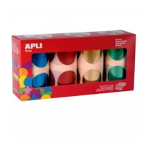 Apli Pack de 4 Rollos de Gomets Redondos Ø 45mm - Adhesivo Permanente - Hojas Pretroqueladas - Ideal para Guarderias - Adhesivo Base Agua - Libre de Disolventes - Colores Surtidos