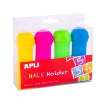 Apli Pack de 4 Portatizas para Tizas Jumbo - Previene Roturas - Ajuste de Longitud - Mayor Precision - Manos Limpias - Colores Surtidos