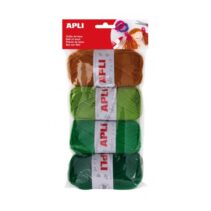 Apli Pack de 4 Ovillos de Lana Acrilica - Tonos Verdes Combinables - Flexibles y Resistentes - Lavables a Maquina - Ideal para Manualidades y Tejido - Colores Surtidos