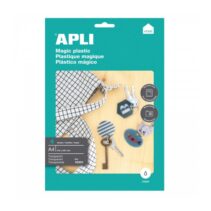 Apli Pack de 4 Hojas de Plastico Magico Imprimible - Apto para Impresoras Inkjet - Transforma Diseños en 3D - Ideal para Colgantes y Llaveros