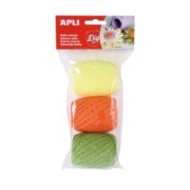 Apli Pack de 3 Ovillos de Rafia Natural Fluor - Ideal para Manualidades y Decoraciones - Versatil para Ramos