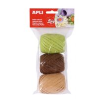 Apli Pack de 3 Ovillos de Rafia Natural - Tonos Nature - Ideal para Manualidades y Decoraciones - Versatil y Duradero - Colores Surtidos