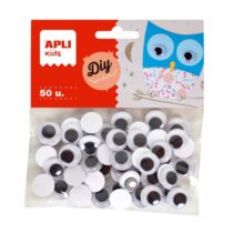 Apli Ojos Moviles Adhesivos Redondos - Gran Adhesion - Versatiles para Manualidades - Ideal para Escuelas y Talleres Infantiles - Color Negro