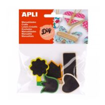 Apli Mini Pinzas de Madera con Formas en Acabado Pizarra - Flor - Tulipan - Flecha - Rectangulo - Corazon - Ideales para Decorar y Sujetar Tarjetas