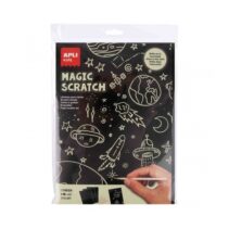 Apli Laminas Fosforescentes Magic Scratch Glow in the Dark - 8 hojas - 4 Palitos de Madera - Crea y Brilla en la Oscuridad - Uso en Hogar y Escuelas