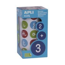 Apli Rollo de Gomets Redondos ABC Adhesivo Removible - Letras Minusculas y Signos - 900 Gomets - Fomenta Aprendizaje y Concentracion - Alta Calidad y Seguridad - Colores Surtidos