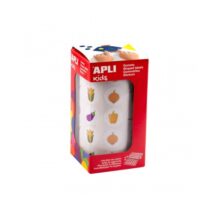 Apli Rollo de Gomets Hortalizas - Adhesivo Permanente - 900 Gomets - Formas Surtidas - Ideal para Guarderias - Desarrolla Psicomotricidad Fina y Creatividad