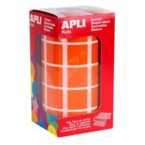 Apli Rollo de Gomets Cuadrados - Adhesivo Permanente - 1.770 Gomets - Faciles de Separar - Adhesivo Base Agua - Libre de Disolventes - Color Naranja