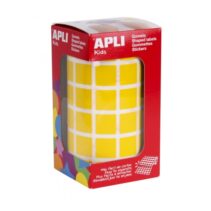 Apli Rollo de Gomets Cuadrados - Adhesivo Permanente - 2.832 Gomets - Faciles de Separar - Adhesivo Base Agua - Libre de Disolventes - Color Amarillo