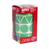 Apli Rollo de Gomets con Formas Surtidas - Adhesivo Permanente - 1.357 Gomets - Ideal para Guarderias - Fomenta Psicomotricidad y Creatividad - Adhesivo Base Agua - Color Verde