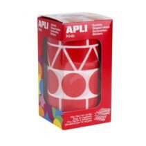 Apli Rollo de Gomets con Formas Surtidas - Adhesivo Permanente - 1.357 Gomets - Ideal para Guarderias - Fomenta Psicomotricidad y Creatividad - Adhesivo Base Agua - Color Rojo