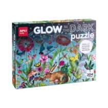 Apli Glow in the Dark Puzzle Fluorescente de 204 Piezas 5x5cm - Tematica de Flores con Fauna y Flora - Efecto Fluorescente que Revela Diseños Ocultos - Poster para Facilitar Montaje