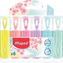 Maped Classic Pack de 6 Marcadores Fluorescentes Pastel - Punta Biselada - Trazo de 1 a 5mm - Ideal para Subrayar y Resaltar - Colores Pastel Surtidos