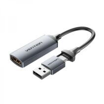 Vention Conversor HDMI Hembra a USB Macho y USB Tipo-C Macho 4K 60Hz - 10cm - Color Negro