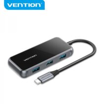 Vention HUB 5 en 1 USB-C a USB3.0*4/PD - 0.15m - Color Gris Piano