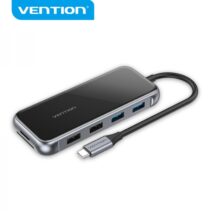 Vention Docking Station 10 en 1 USB-C a HDMI 4K/VGA/2xUSB2.0/2xUSB3.0/RJ45/Lector SD/MicroSD/PD100W - 0.15m - Color Gris