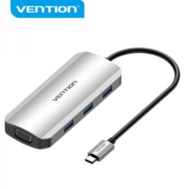 Vention Docking Station 6 en 1 USB-C a HDMI/VGA/3xUSB3.0/PD100W - 0.15m - Color Gris