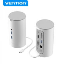 Vention Docking Station 12 en 1 USB-C a HDMI 4K/VGA/3xUSB3.0/USB-C Gen1/RJ45/Lector SD/2XJack Audio/DC 5V/PD100W TPHWC - 0.15m - Color Blanco