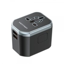 Vention Cargador de Viaje Universal - 1xUSB-C a 2xUSB - 20W - Color Negro