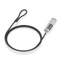 Aisens Cable de Seguridad Nano con Combinacion - Acero Revestido en Vinilo - Compatible con Ranura Nano 2.5x6mm - Cerradura de 4 Digitos - Negro