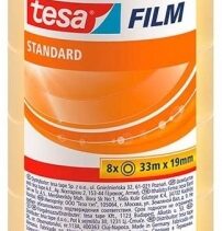 Tesa Tesafilm Standard Pack de 8 Cintas Autoadhesivas Transparentes 19mmx33m - Buena Adherencia y Alta Resistencia a la Luz UV - Sin PVC