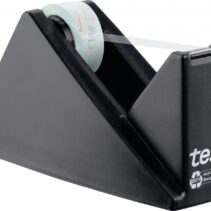 Tesa Tesafilm Eco & Crystal Easy Cut Portarrollos de Sobremesa + Cinta Adhesiva Fabricada con 90% de Botellas PET Recicladas - Color Negro