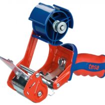 Tesa 6400 Comfort Precintadora para Rollos de hasta 50mm - Sistema de Cuchilla Protegida - Tension Ajustable Manualmente - Color Rojo/Azul