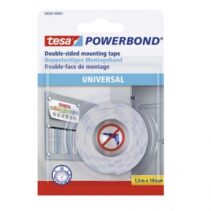 Tesa Powerbond Cinta Adhesiva Doble Cara 19mm x 1.5 Metros - Para Fijacion Segura y Rapida de Objetos Planos y Ligeros - Color Blanco