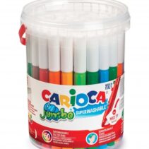 Carioca Jumbo Pack de 50 Rotuladores - Cuerpo Octogonal Maxi - Tinta Superlavable - Punta Maxi 6mm Bloqueada - Tapa Ventilada - Color Varios