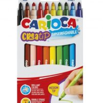 Carioca Creatip Pack de 10 Rotuladores - Tinta Superlavable - Punta Media con Doble Carrera - Punta Bloqueada y con Tapa Ventilada - Color Varios