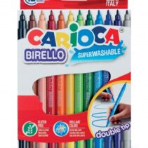 Carioca Birello Pack de 12 Rotuladores - Doble Punta Fina y Media - Tinta Superlavable No Toxica - Lavable de la Piel y Tejidos con Agua y sin Jabon - Color Varios