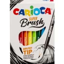 Carioca Super Brush Pack de 10 Rotuladores - Punta Pincel Suave y Flexible - Tinta Lavable - Colores Super Brillantes - Perfecto para Caligrafia y Lettering - Color Varios